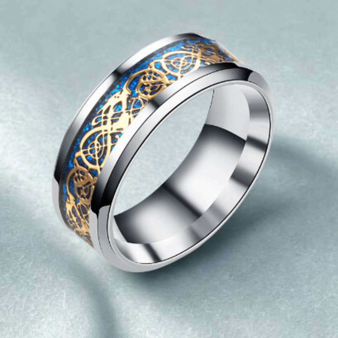 Blue & Gold Silver Infinity Ring