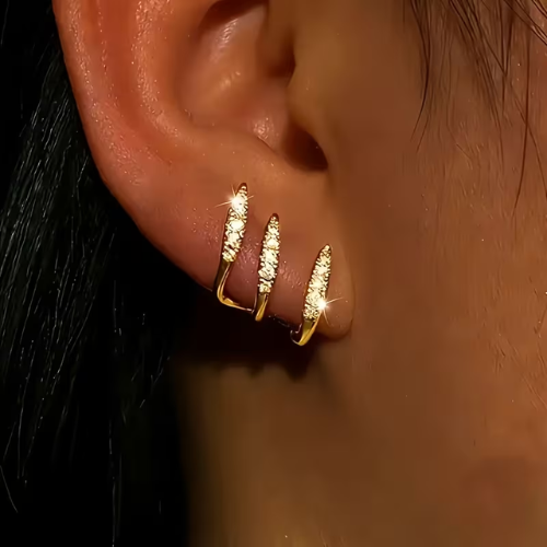 1 Pair Women's 3-Claw Bent Earrings