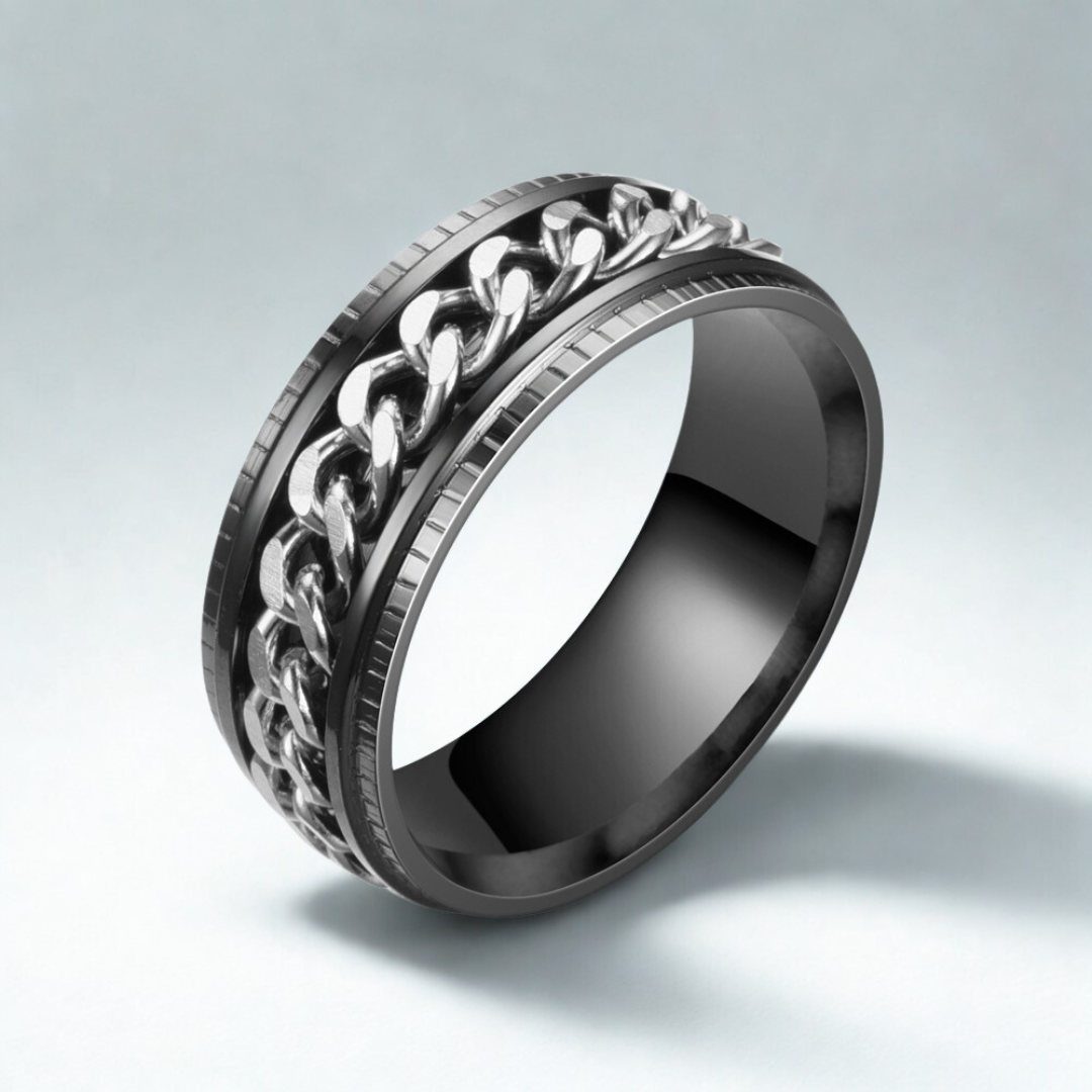 Black & Silver Chain Vintage Infinity Ring