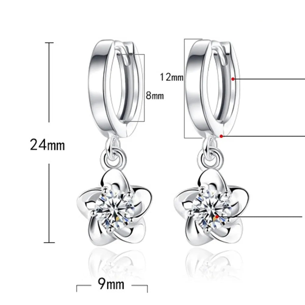 Sterling Silver Earrings with Purple and White Zirconia