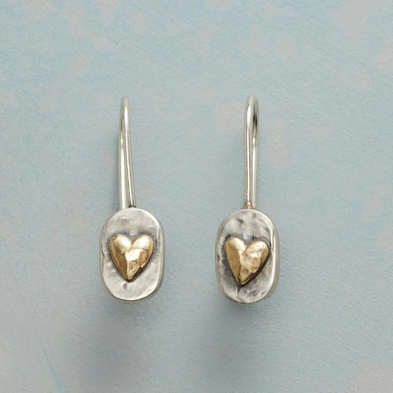 Heart Earrings Made of Silver and Gold
