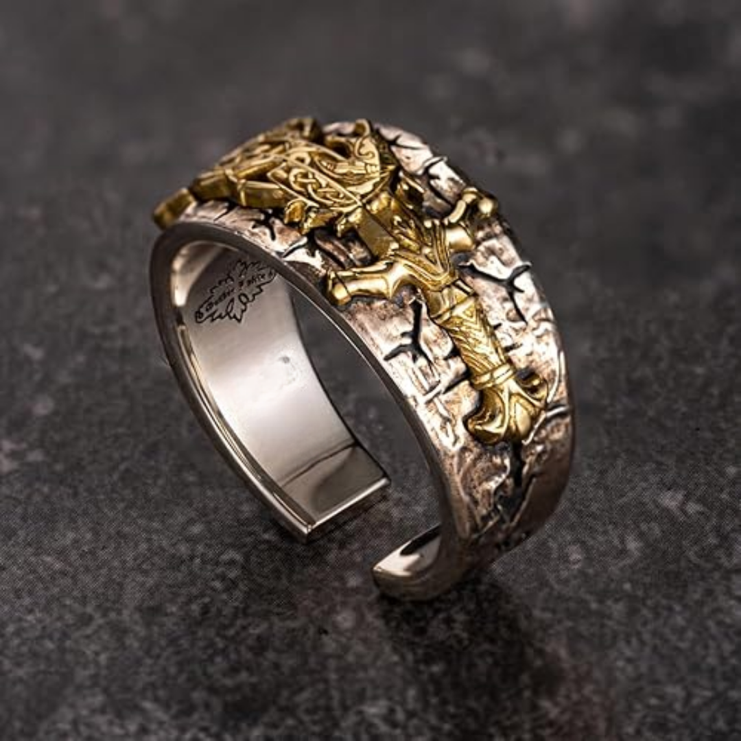 Royal Gold Engraved Warrior Ring