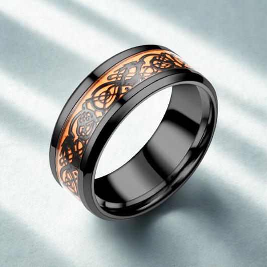 Black & Red Glow Vintage Infinity Ring