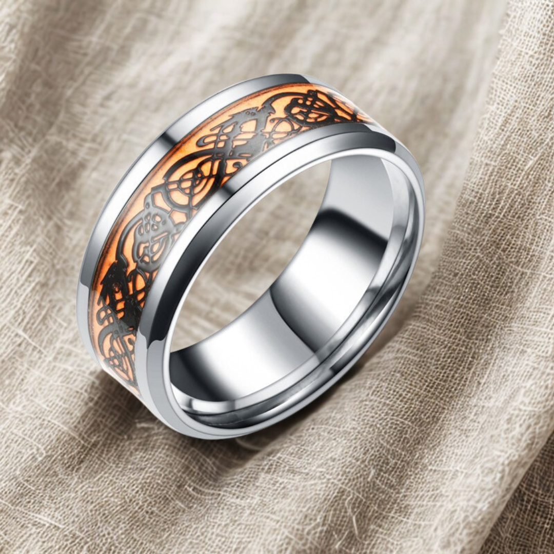 Silver & Red Glow Vintage Infinity Ring