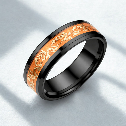 Black Dragon Glow Vintage Infinity Ring