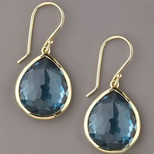 Blue Crystal Retro Drop Earrings