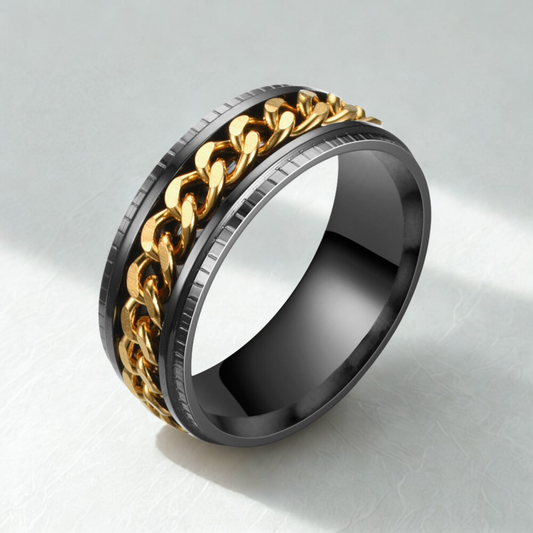 Golden & Black Chain Vintage Infinity Ring
