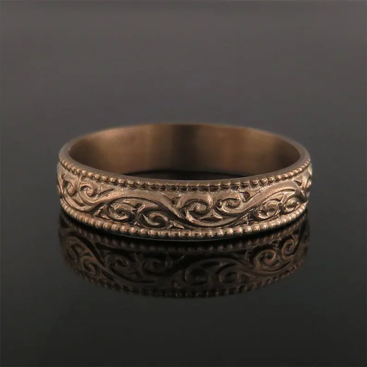 Vintage Bronze Carved Crest Ring