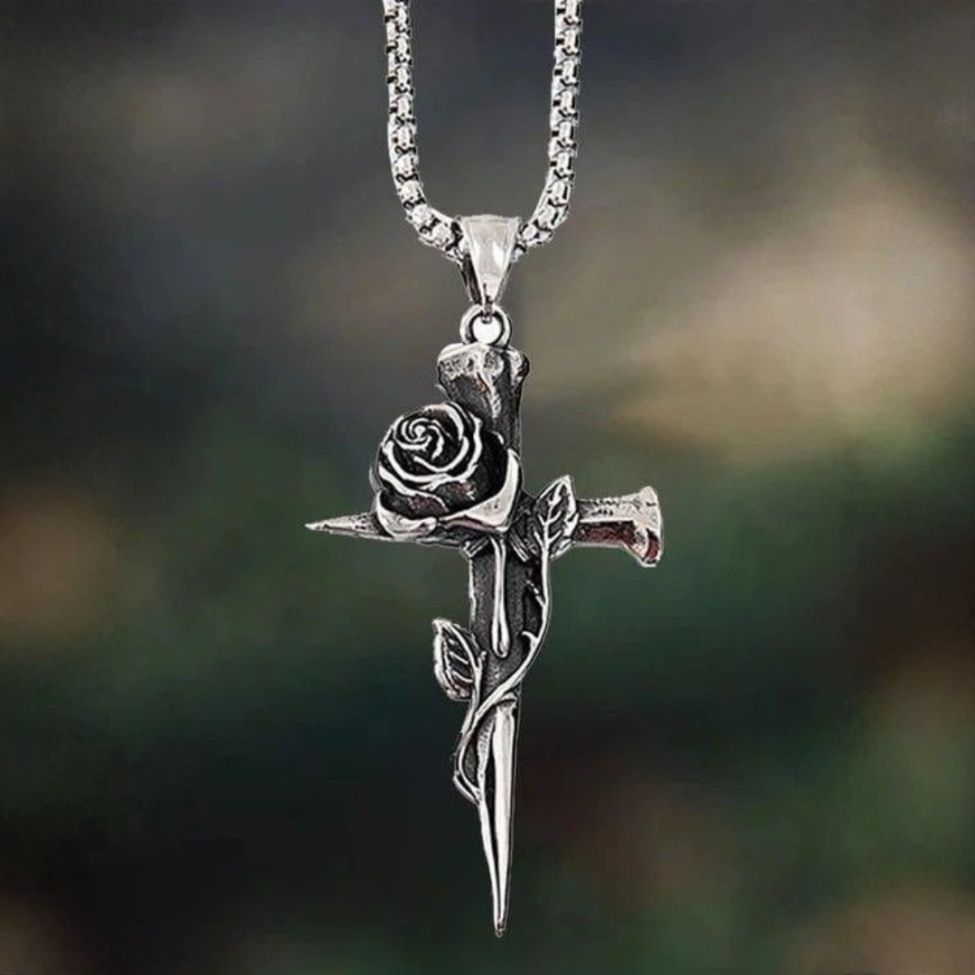 Rose Dagger Pendant Necklace