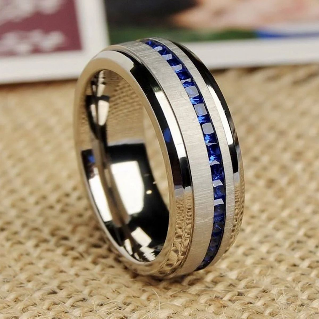 Sapphire Gold Inlay Band
