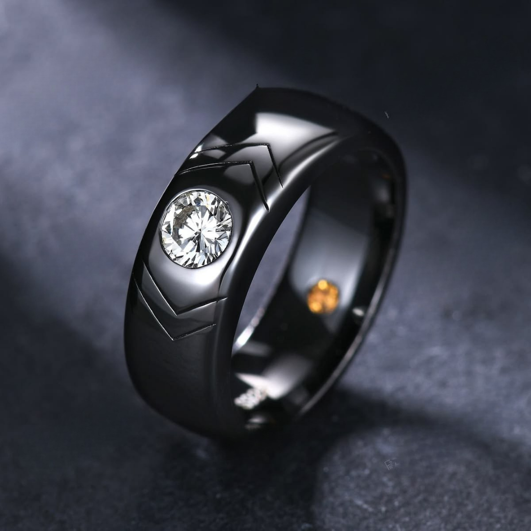 Obsidian Diamond Core Ring