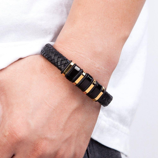 Regal Braided Leather Men's Bracelet
