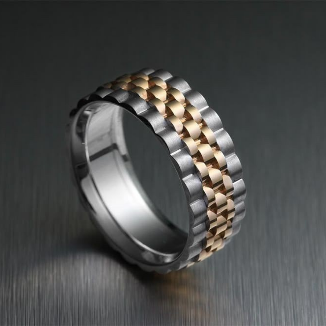 Dual Tone Chain Ridge Ring