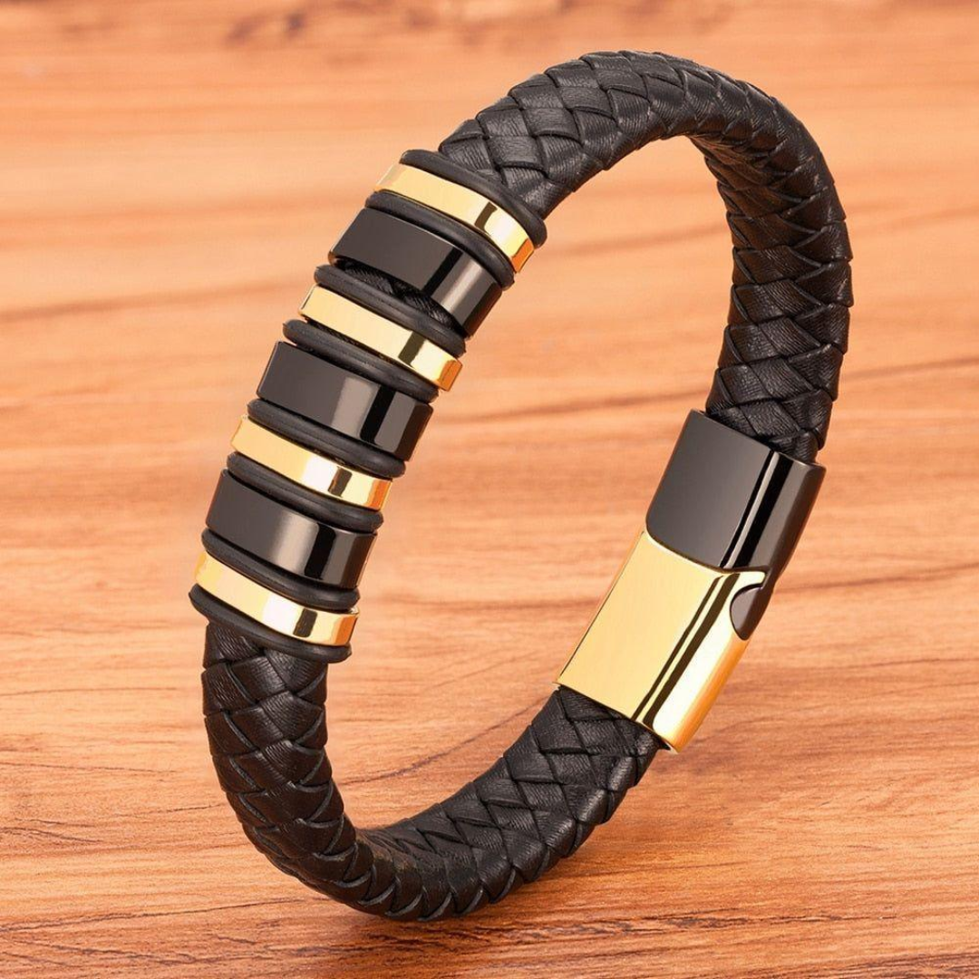 Regal Braided Leather Men's Bracelet