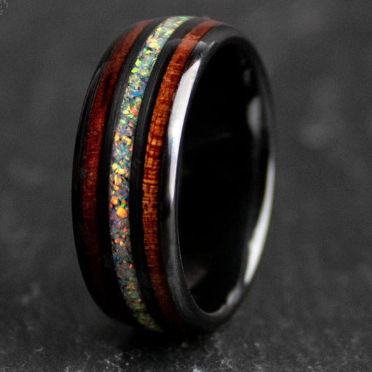 Crimson Opal Timber Ring