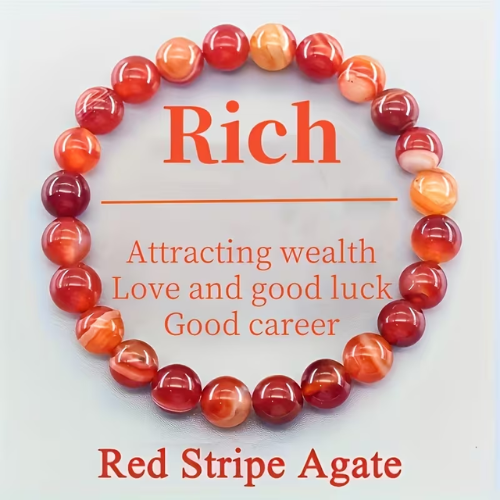 Red Stripe Agate Wealth Bracelet