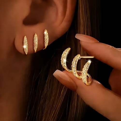 1 Pair Women's 3-Claw Bent Earrings