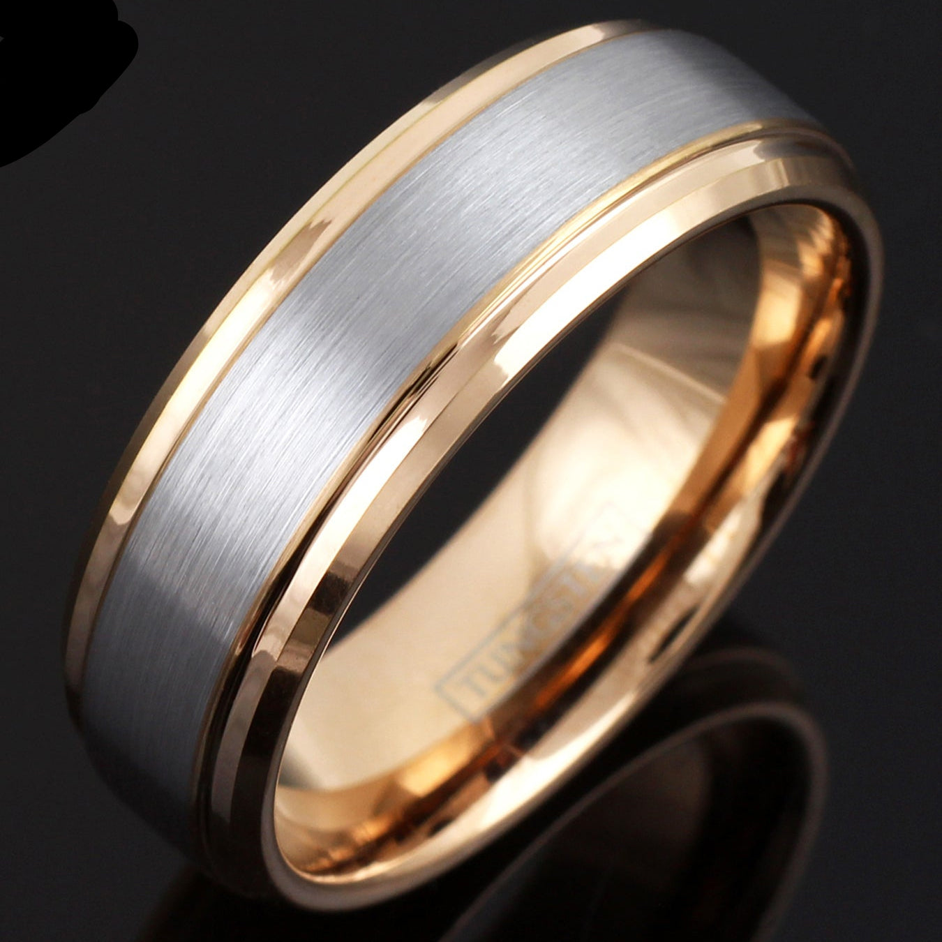 Dual Tone Brushed Gold Ring
