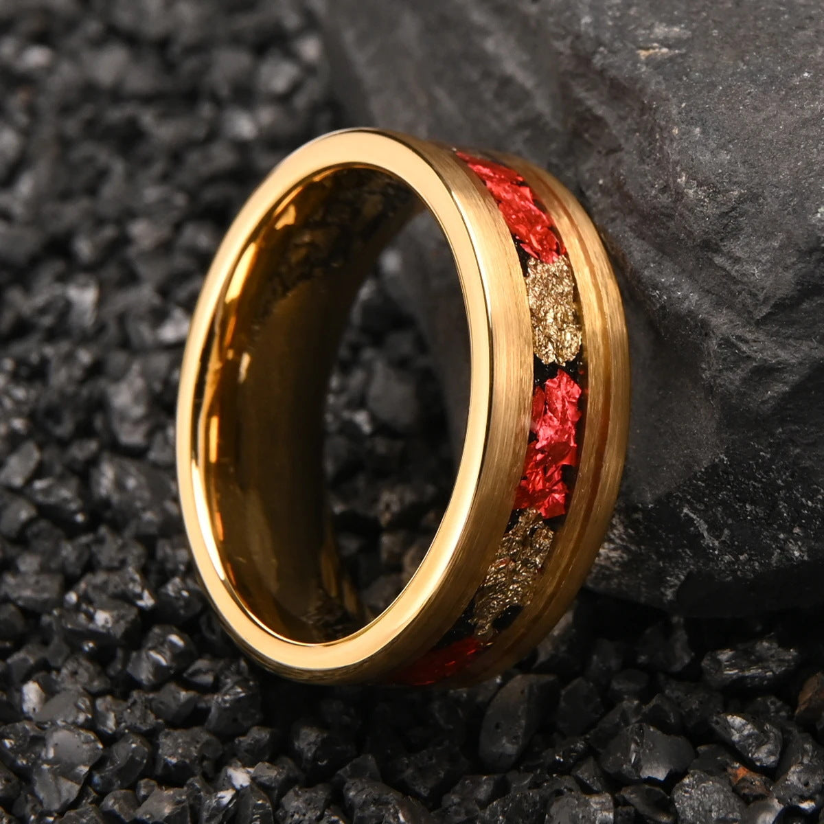 Crimson Gold Inlay Ring