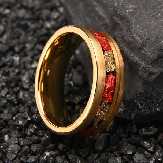 Crimson Gold Inlay Ring