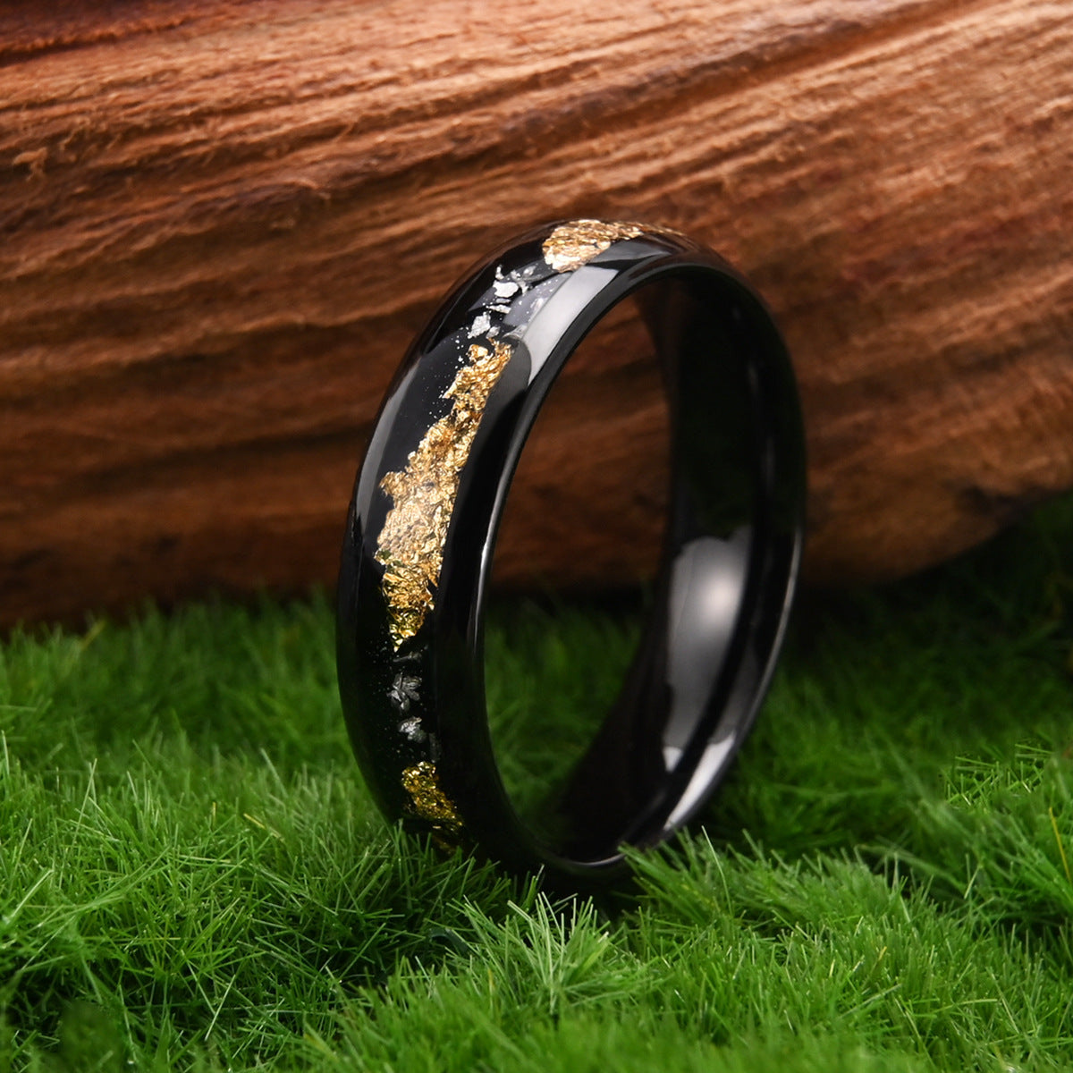 Obsidian Gold Vein Ring