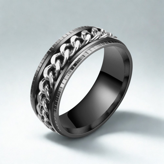 Black & Silver Chain Vintage Infinity Ring