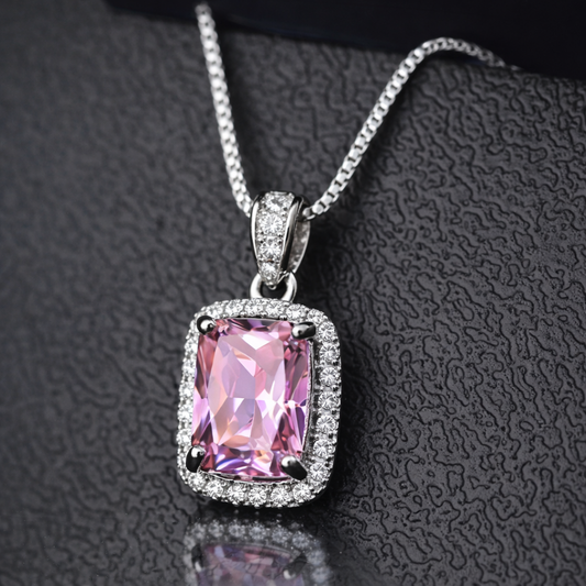 Vintage Pink & Zirconia Necklace