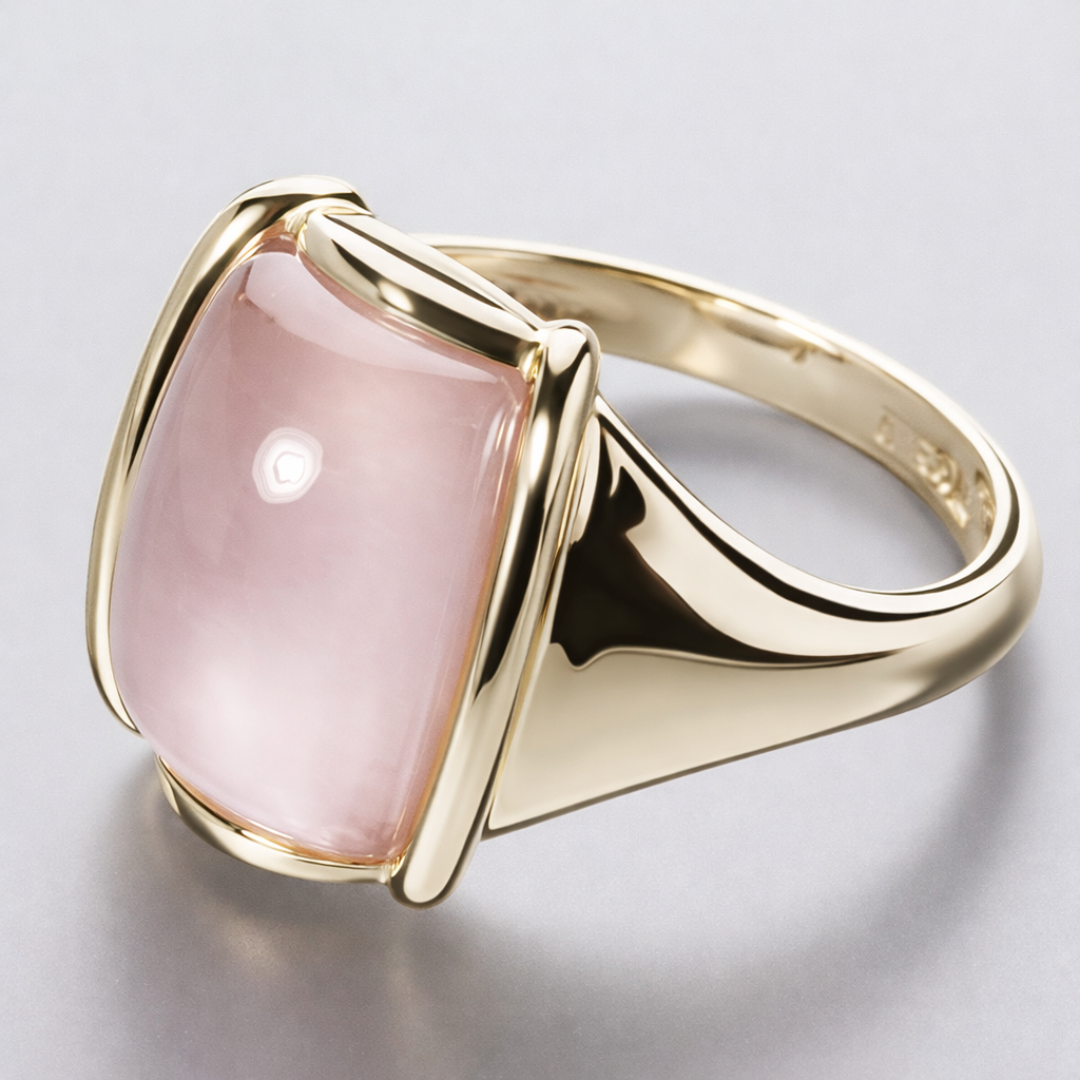 Vintage Square Pink Golden Ring