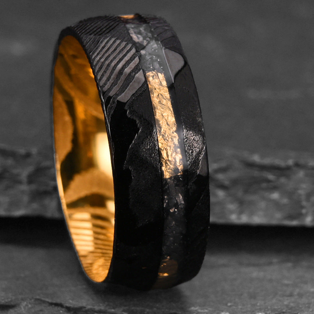 Forged Obsidian Gold Vein Ring