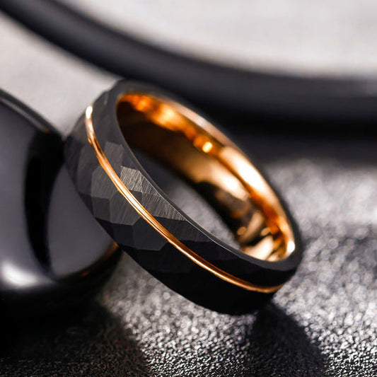 Obsidian Rose Facet Ring