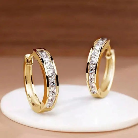 Chic Gold and Crystal Hoop Earrings