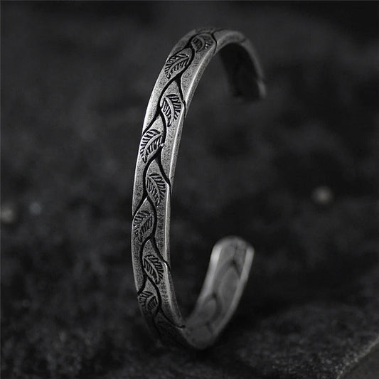 Vintage Silver Leaf Cuff Bracelet